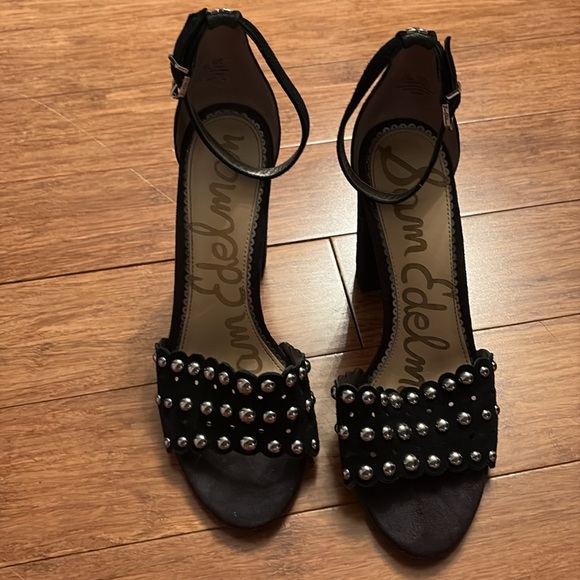 Sam Edelman Black Studded Women's Heels - size 8.5 - open toe - great condition - Picture 2 of 8